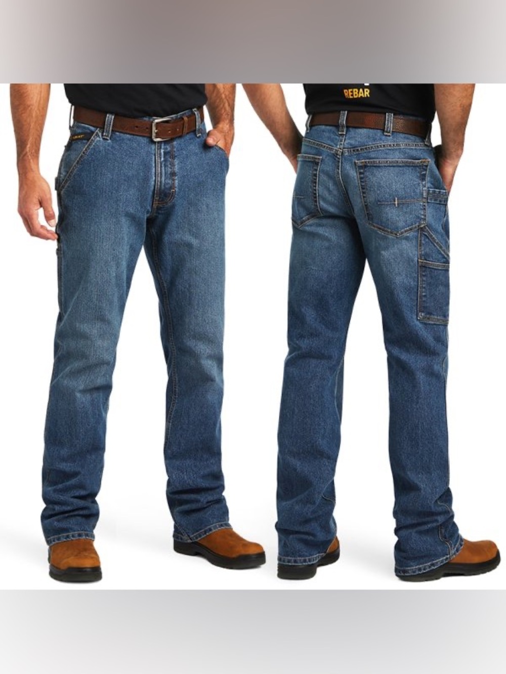Ariat Rebar M4 Relaxed Boot Cut Jeans 34x32 Blue Medium Wash Denim Workwear